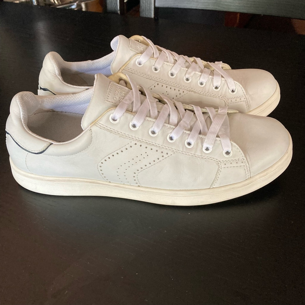 Unisex GEOX RESPIRA Leather Sneakers White Casual Shoes SIZE 12 US - Picture 3 of 14